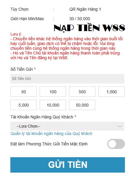 Nhập thông tin nạp tiền w88 Nhập thông tin nạp tiền w88